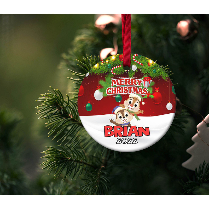 Personalized Chip and Dale Ornament,Disney Christmas Ornament,Custom Disney Gift,Double Trouble Ornament,Ceramic Ornament Gift, H-18112216 - 2.jpg