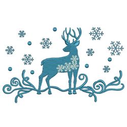christmas deer silhouette embroidery design, merry christmas ornaments embroidery design