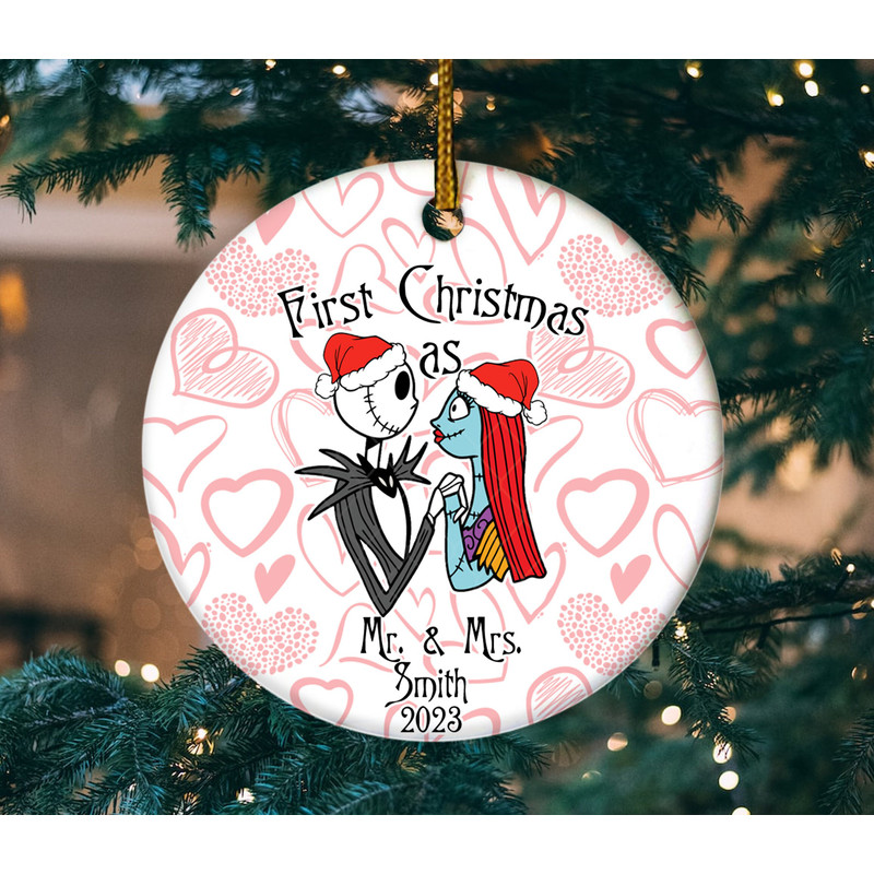 Personalized Jack And Sally Newly Wed Ornament, The Nightmare Before Christmas Couple, Disney Couple, Mr & Mrs Wedding Ornament  E1MX38 - 2.jpg