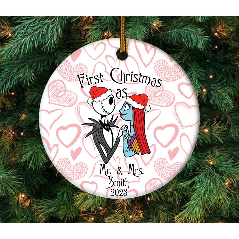 Personalized Jack And Sally Newly Wed Ornament, The Nightmare Before Christmas Couple, Disney Couple, Mr & Mrs Wedding Ornament  E1MX38 - 3.jpg