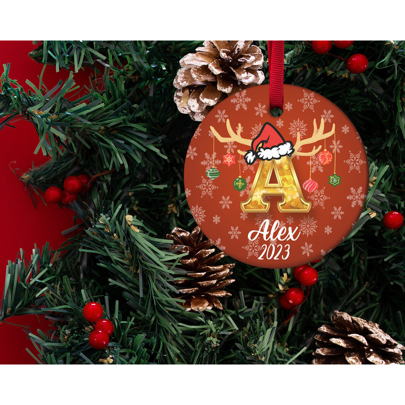Personalized Letter Name Ornament,2023 Family Ornament,Custom Initial Ornament,Christmas gift HAPC02 - 2.jpg