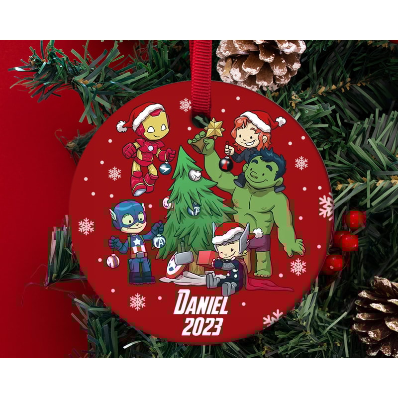 Personalized Marvel Ornament, Kid Name Ornament, Customized Avengers Ornament, Superhero Ornament, Baby Named Ornament KBTC19 - 1.jpg