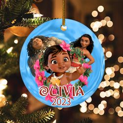 personalized moana christmas 2023 ornament, custom princess moana ornament