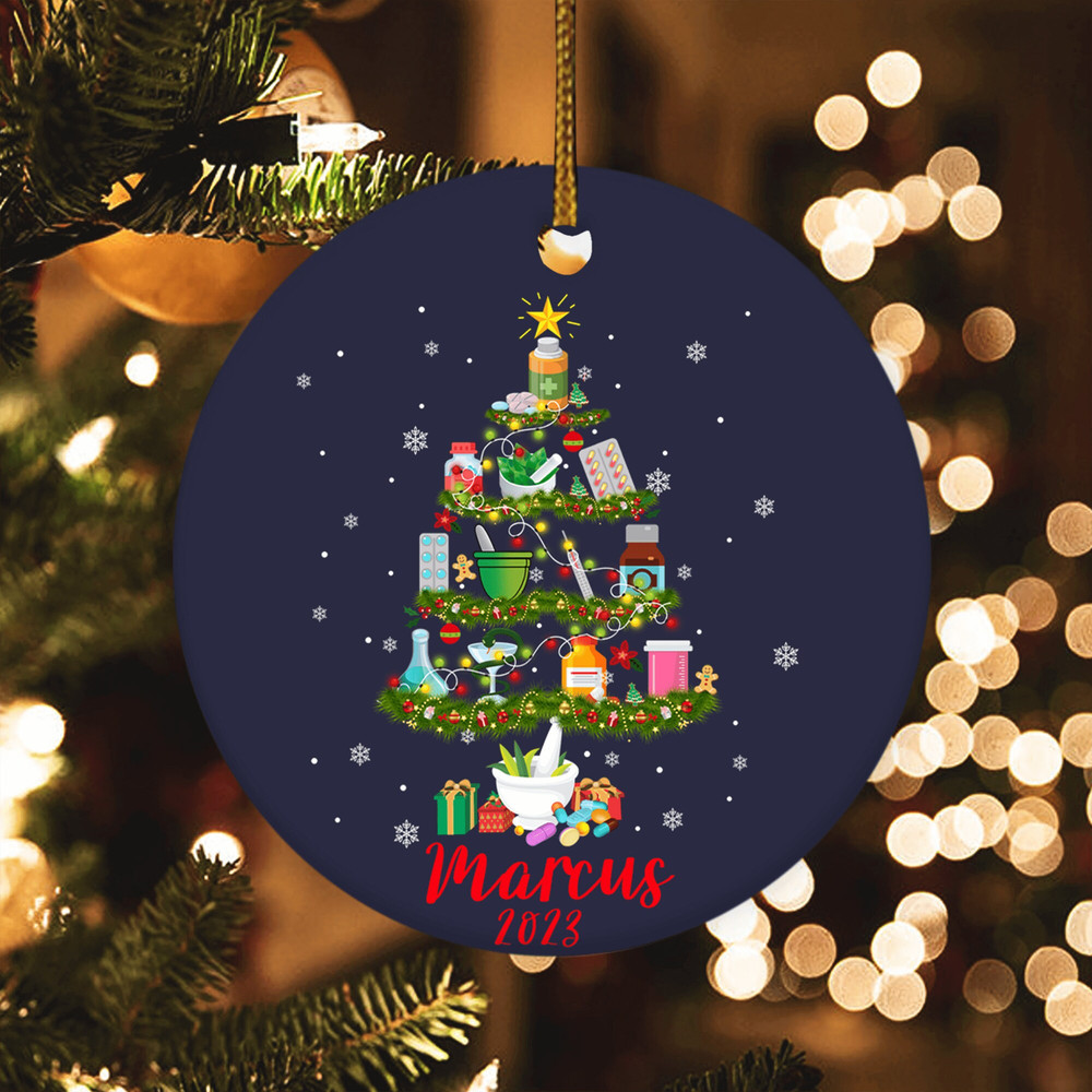 Personalized Pharmacy Christmas Tree Ornament 2023, Pharmacist Ornament, Pharmacist Christmas Gifts, Ceramic Ornament E1NX19 - 1.jpg