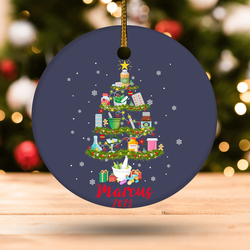 Personalized Pharmacy Christmas Tree Ornament 2023, Pharmacist Ornament, Pharmacist Christmas Gifts, Ceramic Ornament E1NX19 - 2.jpg