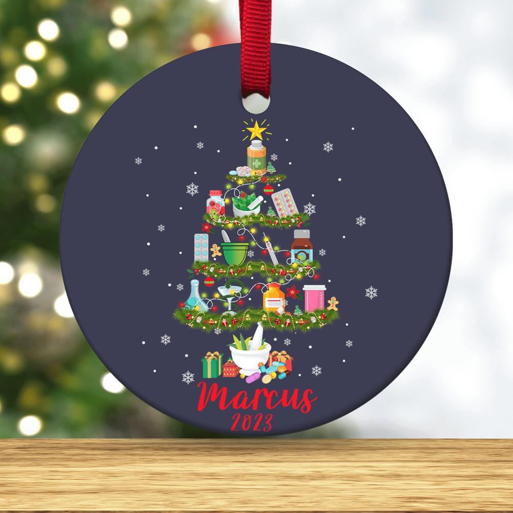 Personalized Pharmacy Christmas Tree Ornament 2023, Pharmacist Ornament, Pharmacist Christmas Gifts, Ceramic Ornament E1NX19 - 3.jpg