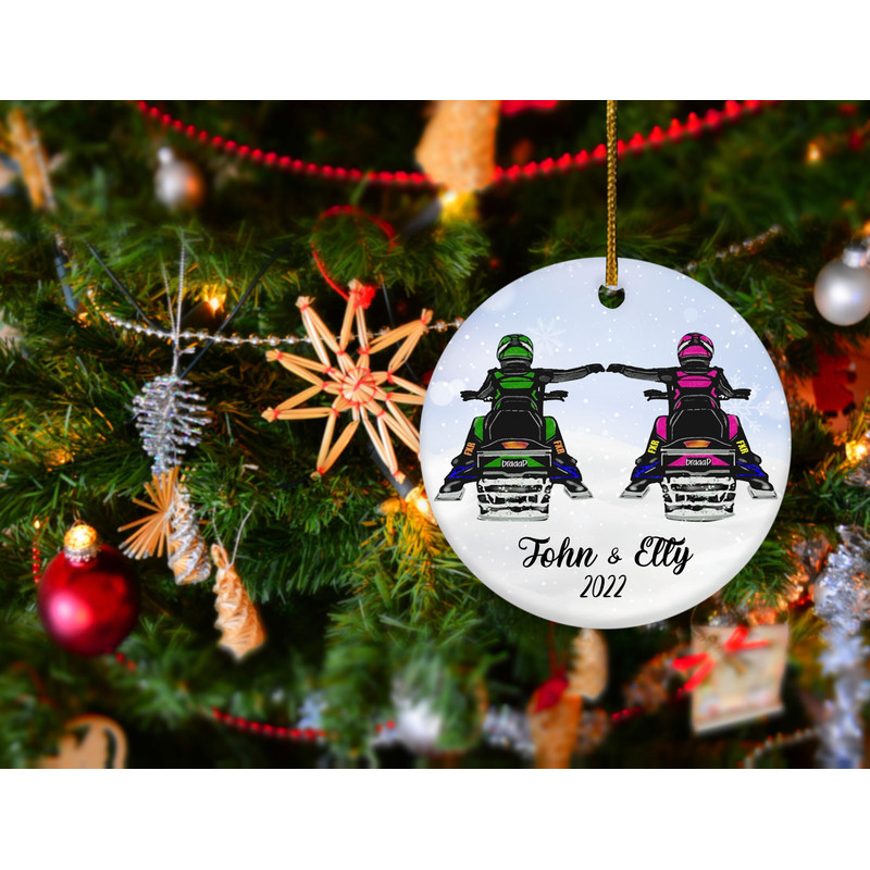 Personalized Snowmobile Christmas Ornament 2022,Gift For Couples,Snowmobile Couples Ornament,Snowmobile Rider Ornament,Couple Driving Gift - 2.jpg