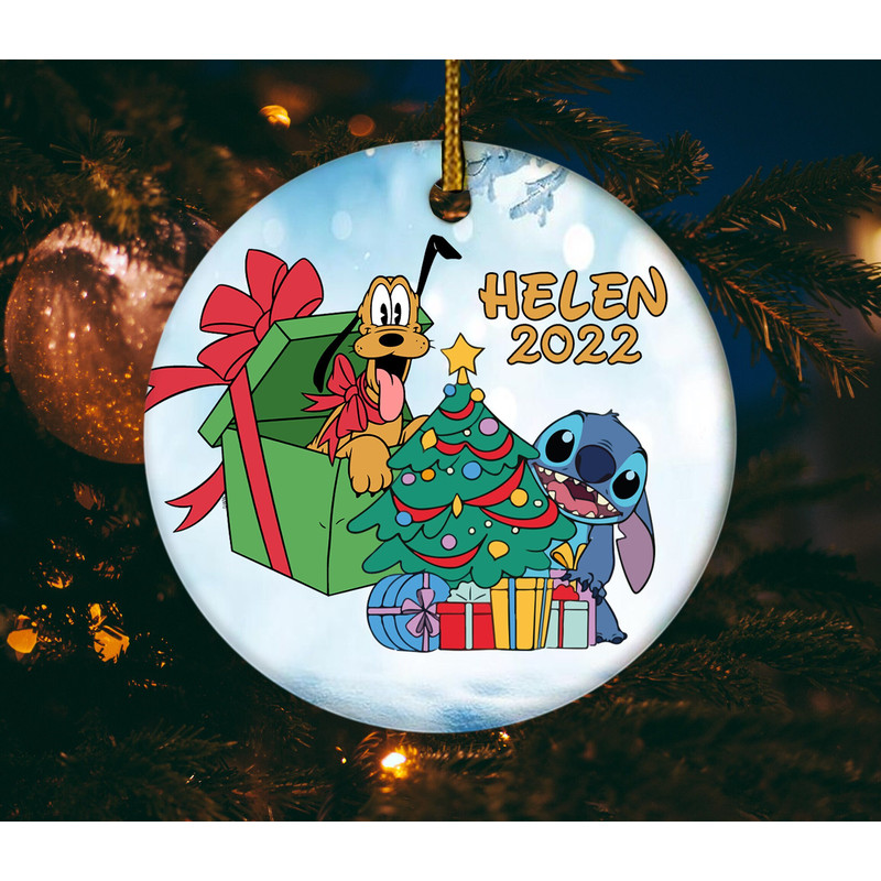Personalized Stitch Christmas Ornament,Christmas ornament kids,Stitch and Pluto Ornament,Pluto Christmas Ornament,Custom Names, H-18112210 - 1.jpg
