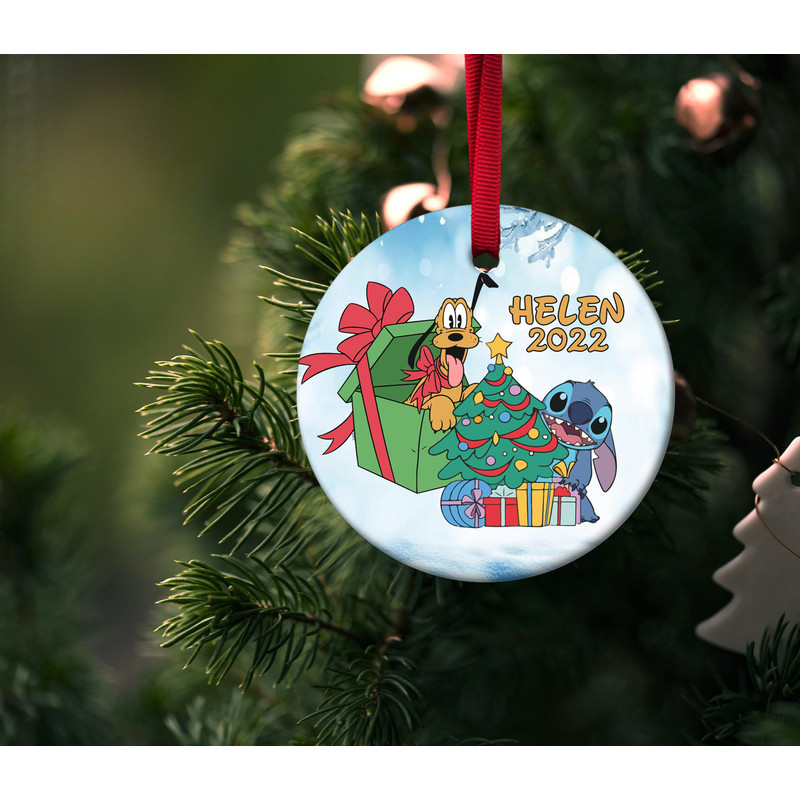 Personalized Stitch Christmas Ornament,Christmas ornament kids,Stitch and Pluto Ornament,Pluto Christmas Ornament,Custom Names, H-18112210 - 2.jpg