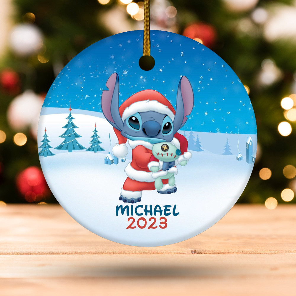 Personalized Stitch Ornament, Disney Stitch Ornament, Disney Gifts, Lilo Stitch Ornament, Stitch Christmas Decor, Ceramic Ornament E1LW21 - 1.jpg