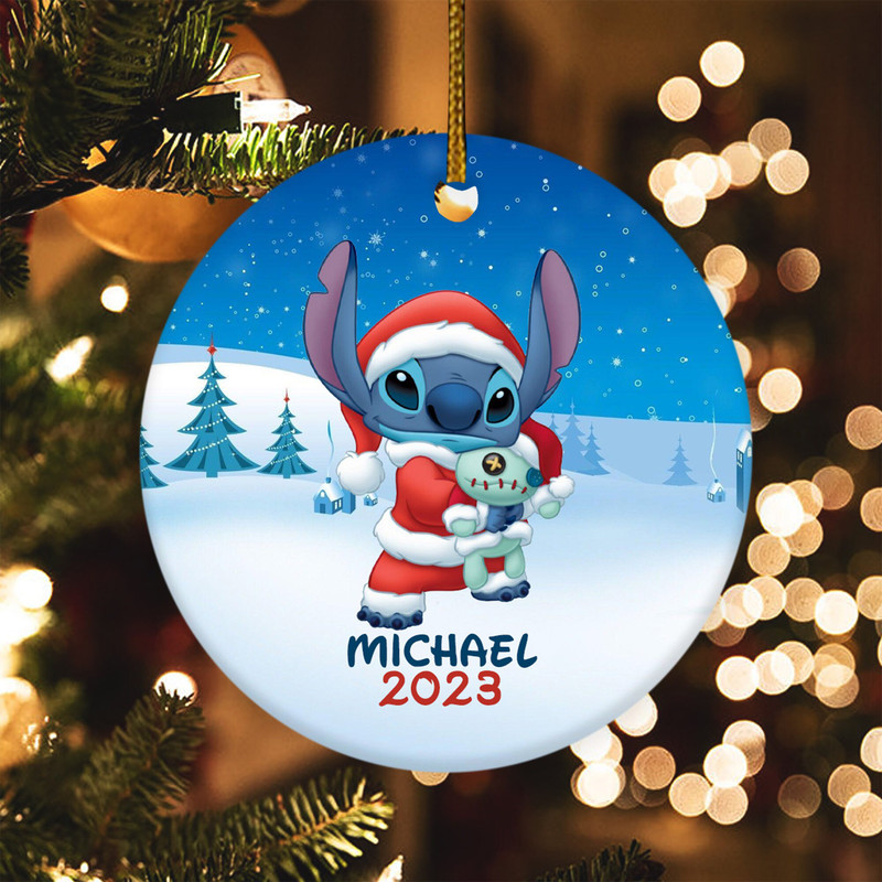 Personalized Stitch Ornament, Disney Stitch Ornament, Disney Gifts, Lilo Stitch Ornament, Stitch Christmas Decor, Ceramic Ornament E1LW21 - 2.jpg