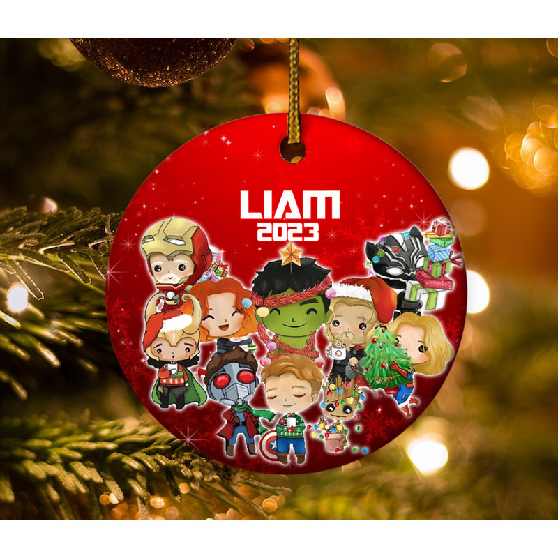 Personalized Superhero Ornament, Avengers Team Ornament, Marvel Christmas Ornament, MCU Fans Ornament, Kid Ornament E1MX31 - 1.jpg