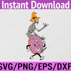 skeleton riding donut lazy halloween costume funny doughnut svg, eps, png, dxf, digital download