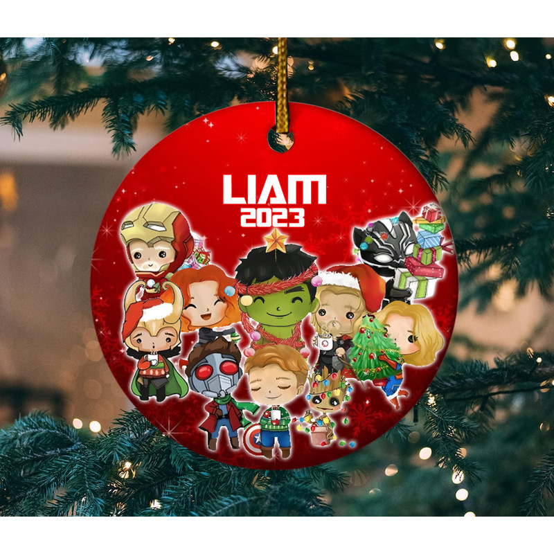 Personalized Superhero Ornament, Avengers Team Ornament, Marvel Christmas Ornament, MCU Fans Ornament, Kid Ornament E1MX31 - 2.jpg