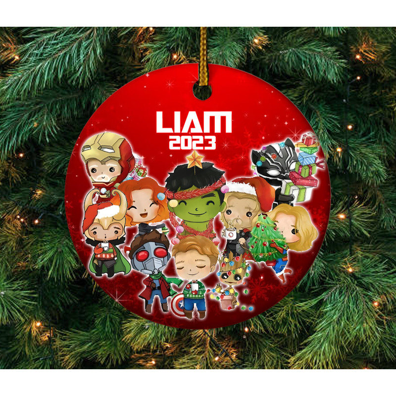Personalized Superhero Ornament, Avengers Team Ornament, Marvel Christmas Ornament, MCU Fans Ornament, Kid Ornament E1MX31 - 3.jpg