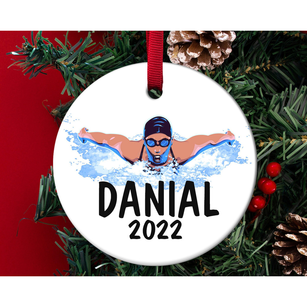 Personalized Swimming Christmas Ornament,Swimmer ornament,Swim Lover Gift,Xmas Swim Ornament Gift,Christmas Gift for Swimmers,H-02122221 - 1.jpg
