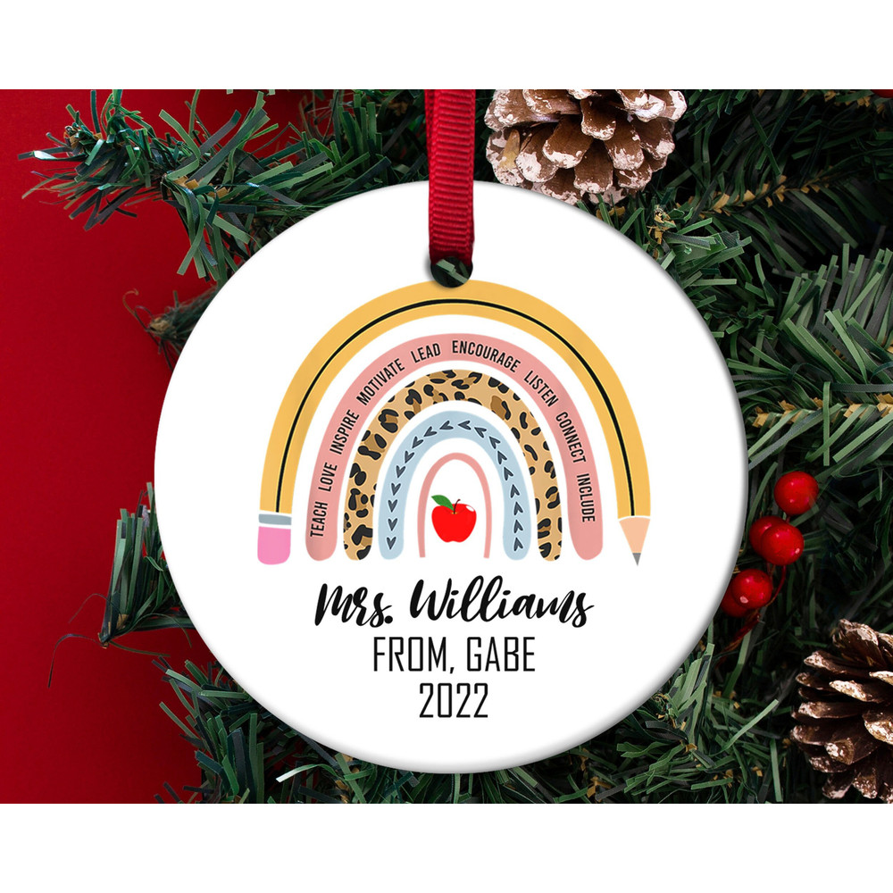 Personalized Teacher Ornament,Teacher Christmas Ornament,Rainbow Teacher Christmas Ornament,Teacher Gift,Xmas Gift for Teacher, H-02122218 - 1.jpg