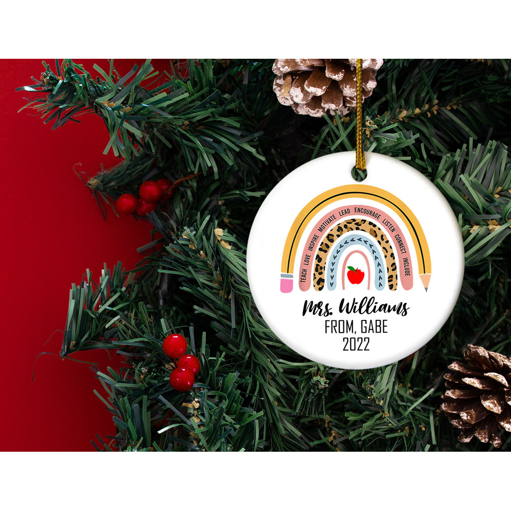 Personalized Teacher Ornament,Teacher Christmas Ornament,Rainbow Teacher Christmas Ornament,Teacher Gift,Xmas Gift for Teacher, H-02122218 - 2.jpg