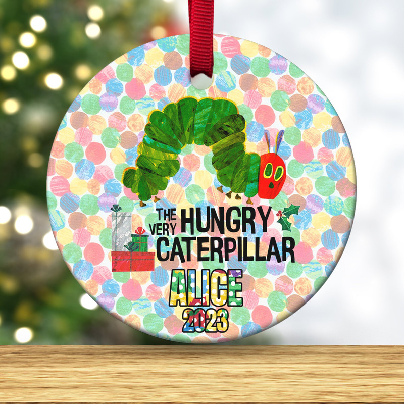 Personalized The Very Hungry Caterpillar 2023 Xmas Ornament, Hungry Caterpillar Christmas, Eric Carle Lover Gift, First Christmas E1MW28 - 2.jpg