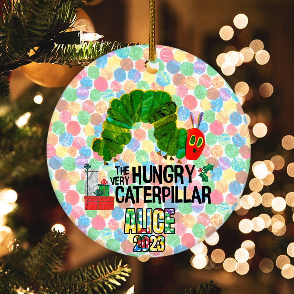 Personalized The Very Hungry Caterpillar 2023 Xmas Ornament, Hungry Caterpillar Christmas, Eric Carle Lover Gift, First Christmas E1MW28 - 3.jpg