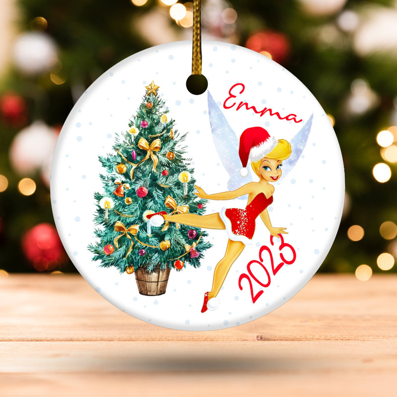Personalized Tinkerbell Ornament, Tinker Bell Ornament, Peter Pan Ornament, Baby's first Christmas, Kids Ornament, Ceramic Ornament E1MW25 - 1.jpg