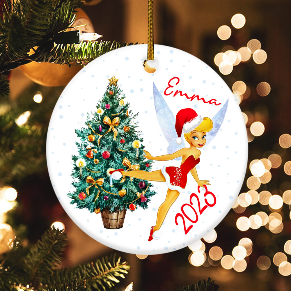Personalized Tinkerbell Ornament, Tinker Bell Ornament, Peter Pan Ornament, Baby's first Christmas, Kids Ornament, Ceramic Ornament E1MW25 - 2.jpg