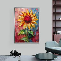 sunflower canvas painting, wall art for your home and office, decor ideas with different frame options natural and vivid