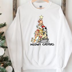 cat sweatshirt, meowy catmas christmas sweatshirt, funny christmas sweater, cat lover gift, cute cat shirt, animal lover