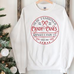 christmas candy sweatshirt, vintage christmas sweatshirt, kringle candy co sweatshirt, candy cane sweatshirt, christmas