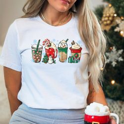 christmas coffee shirt, peppermint iced latte snowmen sweets snow warm cozy winter women shirt, christmas latte shirt,