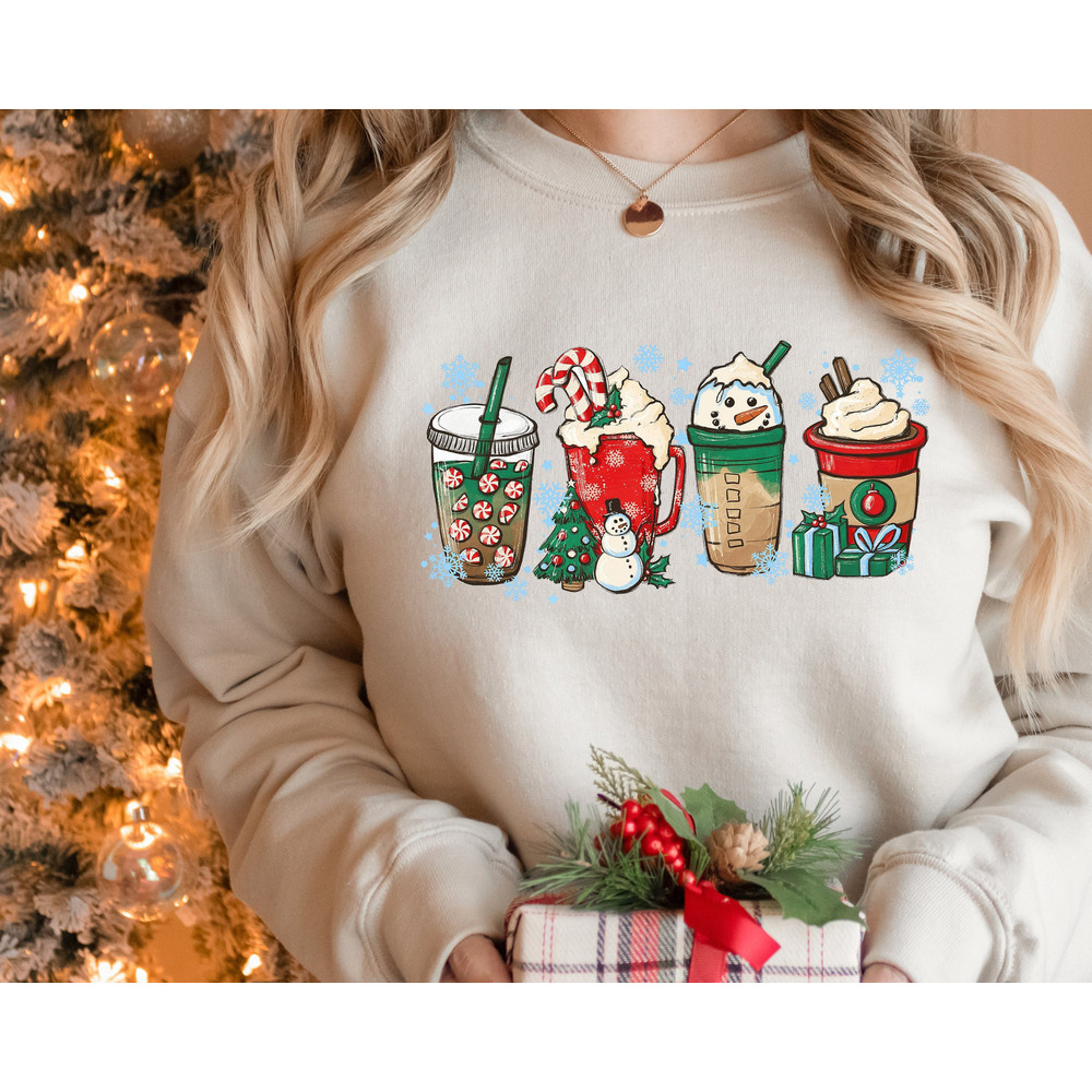 Christmas Coffee Sweatshirt, Christmas Sweatshirt, Christmas Hoodie, Coffee Lover Gift Worker Winter Christmas Snowman Latte Coffee Lover.jpg