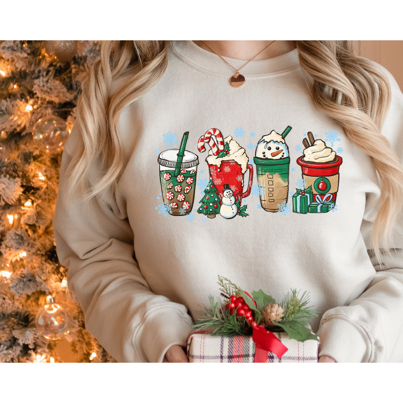 Christmas Coffee Sweatshirt, Christmas Sweatshirt, Christmas Hoodie, Coffee Lover Gift Worker Winter Christmas Snowman Latte Coffee Lover.jpg