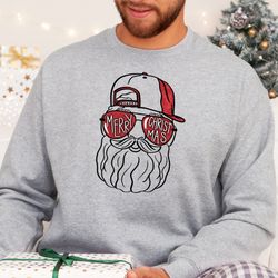 christmas for man sweatshirts, cool santa sweatshirt, christmas gifts for boys, santa dad sweatshirt, christmas glasses,