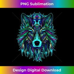 Colorful Wolf Head Tee Trendy Tribal Art - Minimalist Sublimation Digital File - Animate Your Creative Concepts