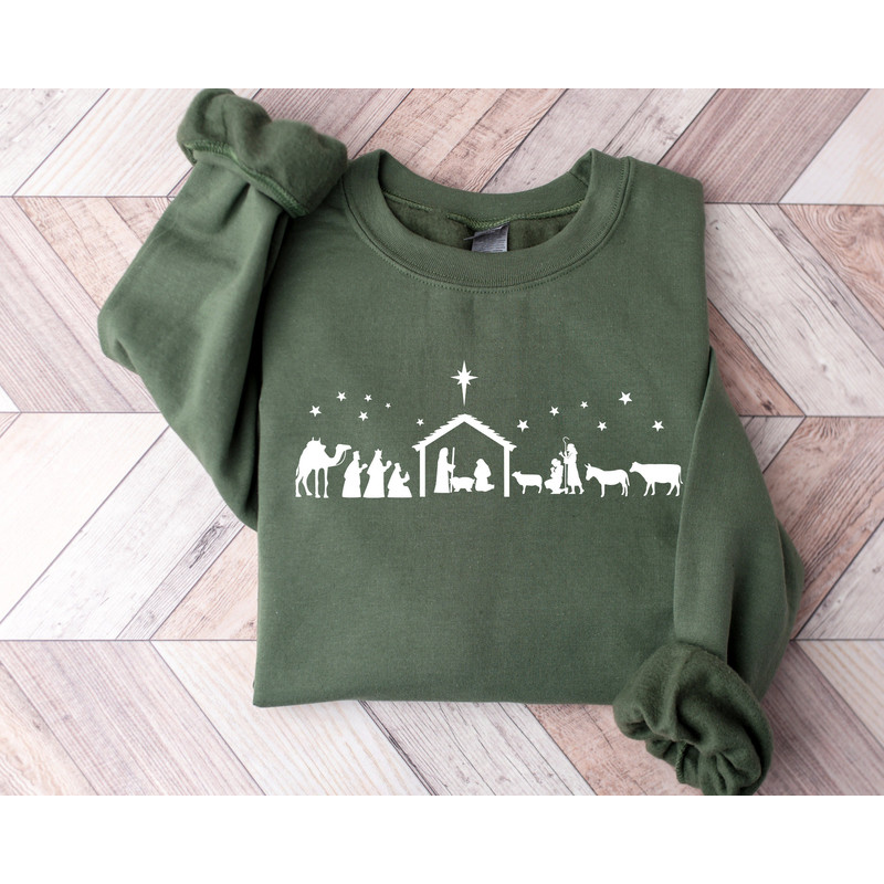 Christmas Nativity Sweatshirt, Christian Sweatshirt, Nativity Scene Sweatshirt, True Story Nativity, Religious Christmas Gifts, Jesus Sweats.jpg