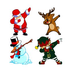 dabbing christmas bundle svg, dabbing santa svg, dabbing reindeer svg, dabbing elf svg, dabbing snowman svg
