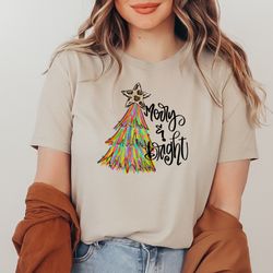 christmas shirt, merry and bright shirt, christmas tree shirt, christmas tree, xmas shirt, merry christmas shirt, christ