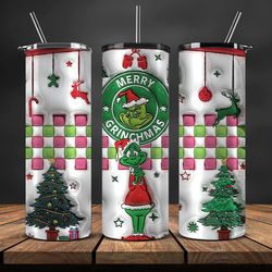 Christmas 20oz Tumbler Wrap PNG, Christmas 3D Inflated Puffy Tumbler Wrap Png, Grinchmas 20oz Png 75
