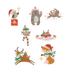 set of cute christmas design with woodland animal svg, happy christmas svg, christmas svg files, digital download
