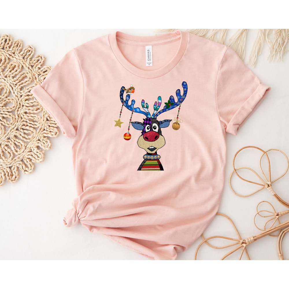 Christmas Shirt, Reindeer Tree Shirt, Christmas Reindeer Lights Shirt, Peeping Reindeer, Reindeer Christmas Family Shirt, Gift For Christmas.jpg