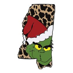 mississippi svg, grinch christmas svg, grinch face svg, santa grinch svg, leopard state svg, cartoon svg