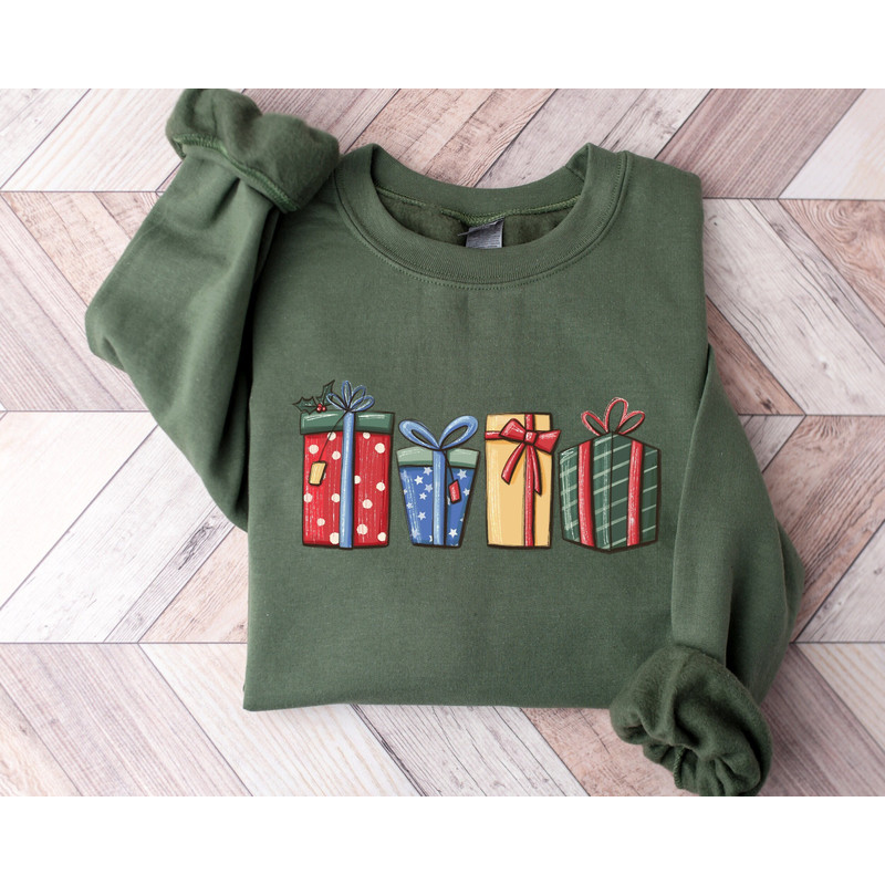 Christmas Sweatshirt, Christmas Gift Wrap Sweatshirt, Christmas Gift Sweatshirt, Holiday Sweaters for Women, Winter Sweatshirt, Funny Gift.jpg