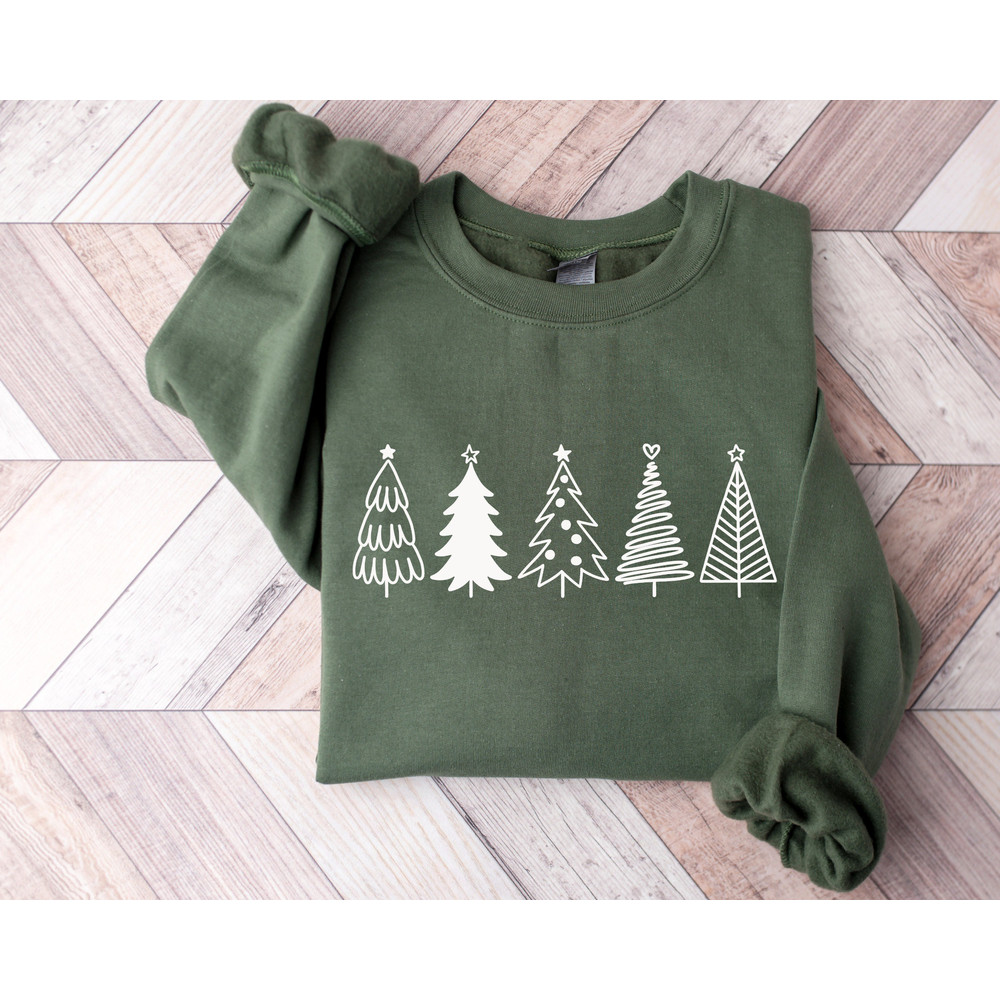 Christmas Sweatshirt, Christmas Tree Sweatshirt, Christmas Minimal Sweatshirt, Holiday Sweaters for Women, Winter Sweatshirt, Christmas Gift.jpg