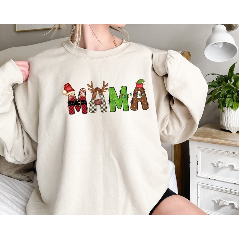 Christmas Sweatshirt, Mama Christmas Sweatshirt, Mama Sweatshirt, Buffalo Mama Sweatshirt, Cute Winter Sweatshirt, Christmas Mama Gift.jpg