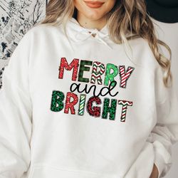 christmas sweatshirt, merry and bright sweatshirt, plaid merrybright sweatshirt, christmas family leopard sweatshirt, gi