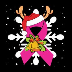 snowflakes clipart christmas svg, breast cancer svg, pink ribbon svg, reindeer svg, cancer warrior svg, digital print