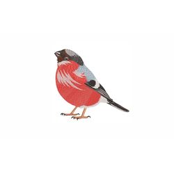 bird machine embroidery design. 5 sizes. eurasian bullfinch embroidery design
