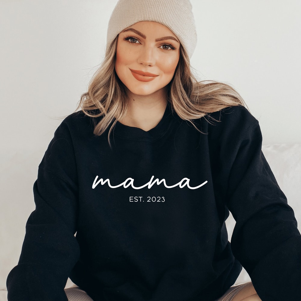 Mama Est. 2022 Crewneck Sweatshirt, gift for new mom, simple mom sweatshirt, gift for first time mom, mama sweatshirt 1.jpg