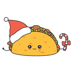 taco svg, taco clipart, cute cartoon character christmas svg, merry christmas svg, santa svg, digital download