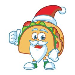 christmas taco mexican cartoon mascot character vector with santa claus custom, taco santa svg, digital download